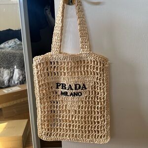 Prada Beige Woven Milano Tote